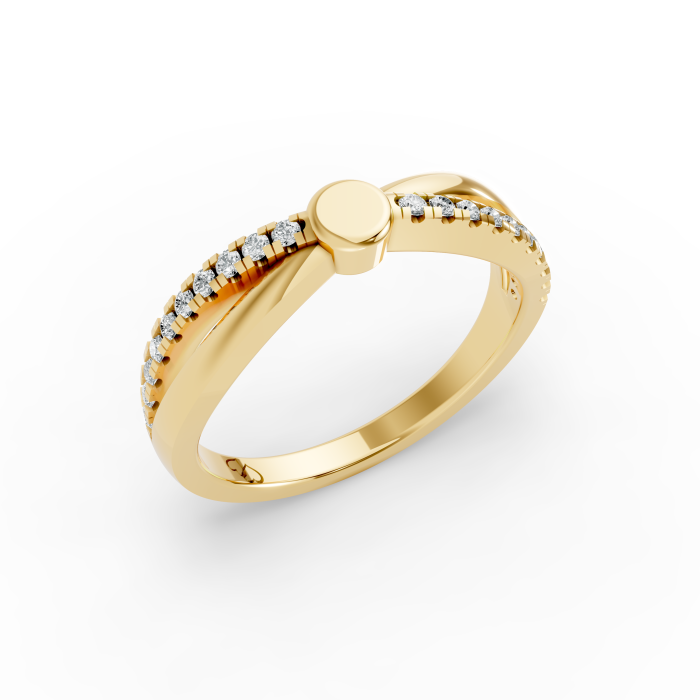 Twisted 14KT Yellow Gold Shank with 20 Round Shape Lab Grown Diamonds