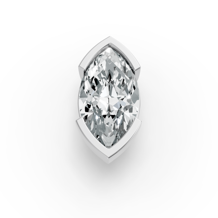 1.00CT Marquise Shape Lab Grown Diamond Half Bezel Head in 14KT White Gold