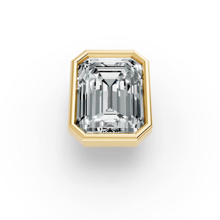 1.00CT Emerald Shape Lab Grown Diamond Full Bezel Head in 14KT White Gold