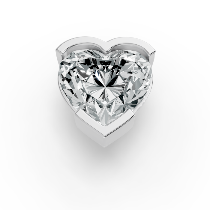 1.00CT Heart Shape Lab Grown Diamond Half Bezel Head in 14KT White Gold