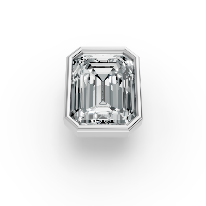 1.00CT Emerald Shape Lab Grown Diamond Full Bezel Head in 14KT White Gold
